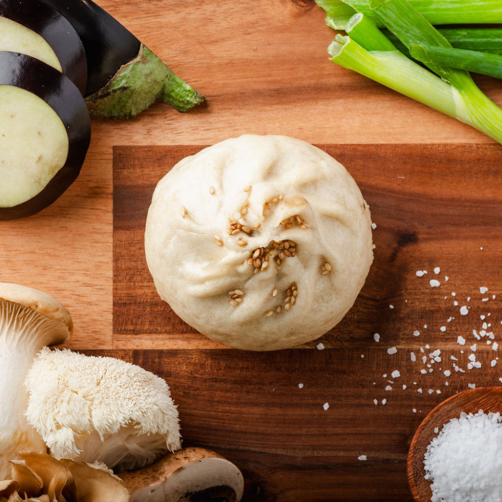 Vegan Bao. Mushrooms and eggplant