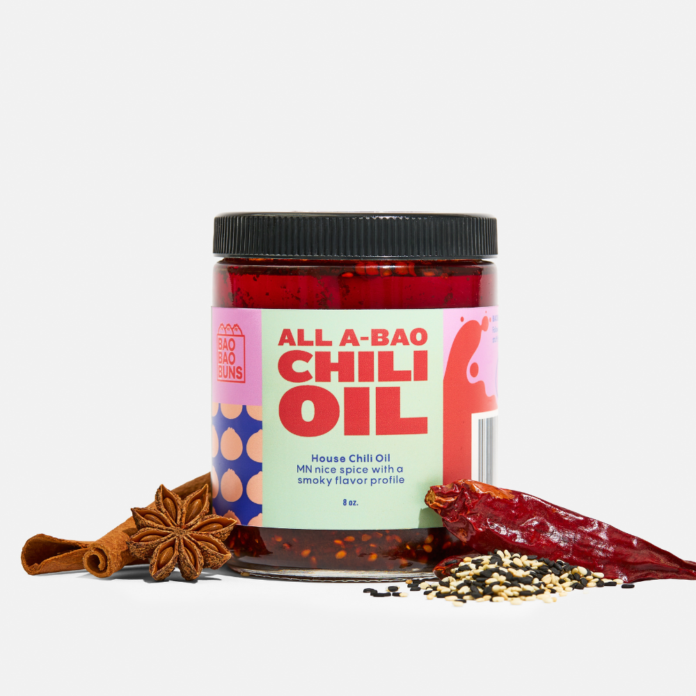 Chili oil jar with ingredients 